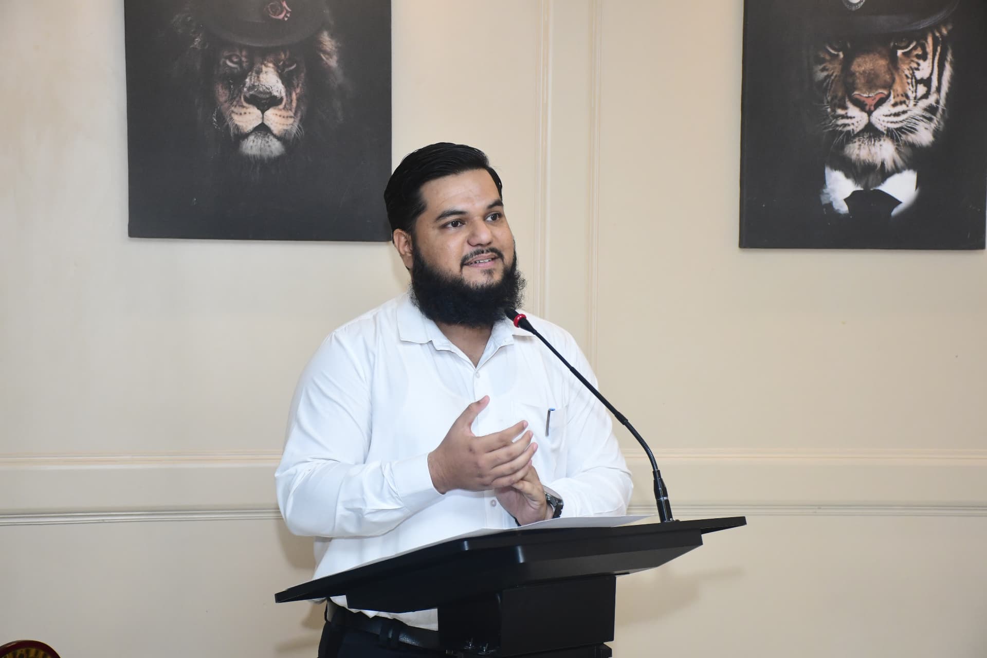 Fardeen Ahmad Khan addressing the audience at the Agents Without Borders book launch event